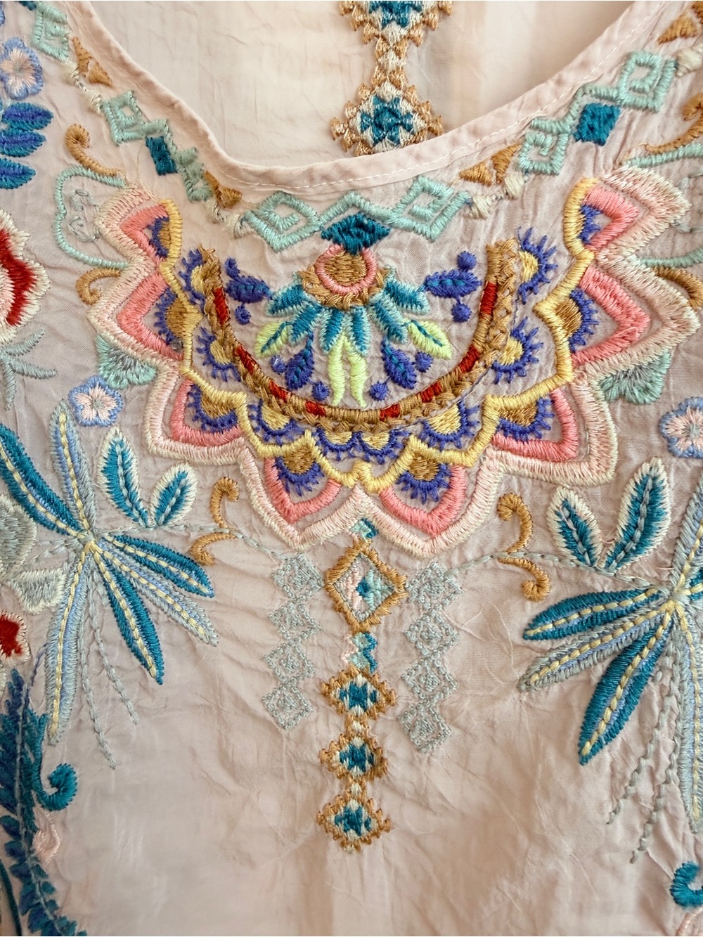 Johnny Was Silk Dusty Pink Embroidered Tunic M - Picture 5 of 13